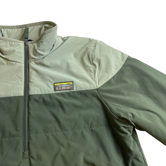 L.L. Bean Size Medium Insulated Primaloft 1/2 Zip Green Pullover - Picture 3 of 7